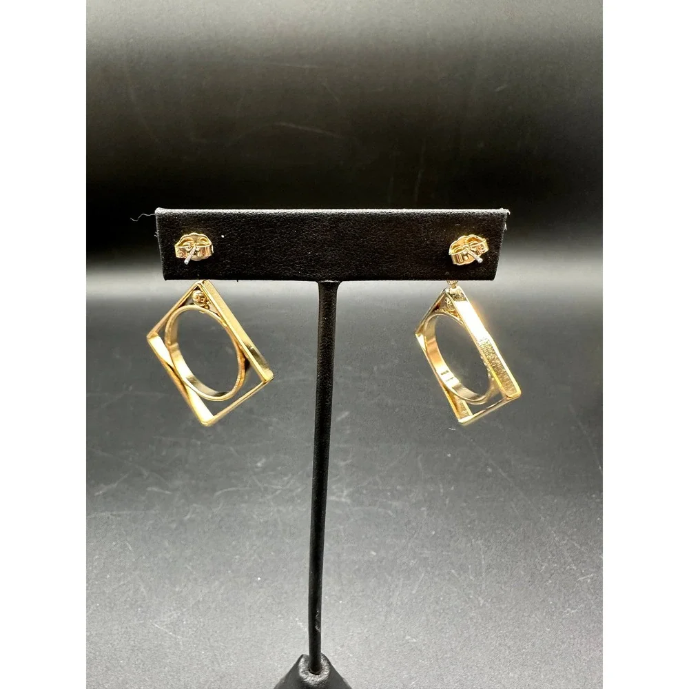 Vintage Avon Mobile Geometry Gold Tone Kinetic Dangle Earrings‎ Surgical Steel
